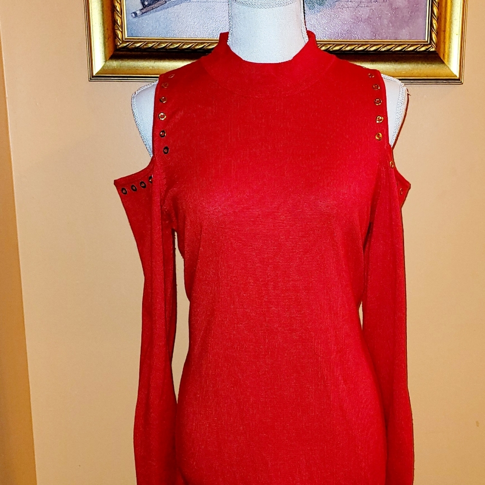 Cold shoulder sweater dress